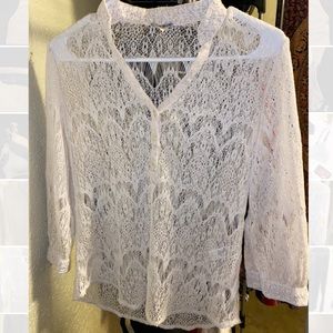 See through top/ off white color